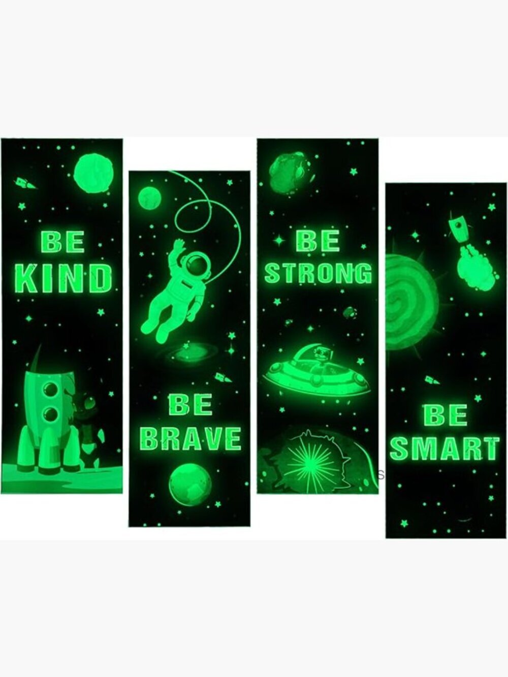 Glow in Dark Stars Wall Decals, Motivational Space Decor, Peel Stick Nursery